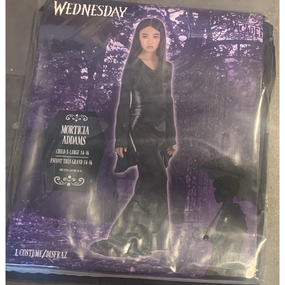 NEW Wednesday Morticia Addams Child Dress‎ Up Costume XL 14/16 - Picture 1 of 3